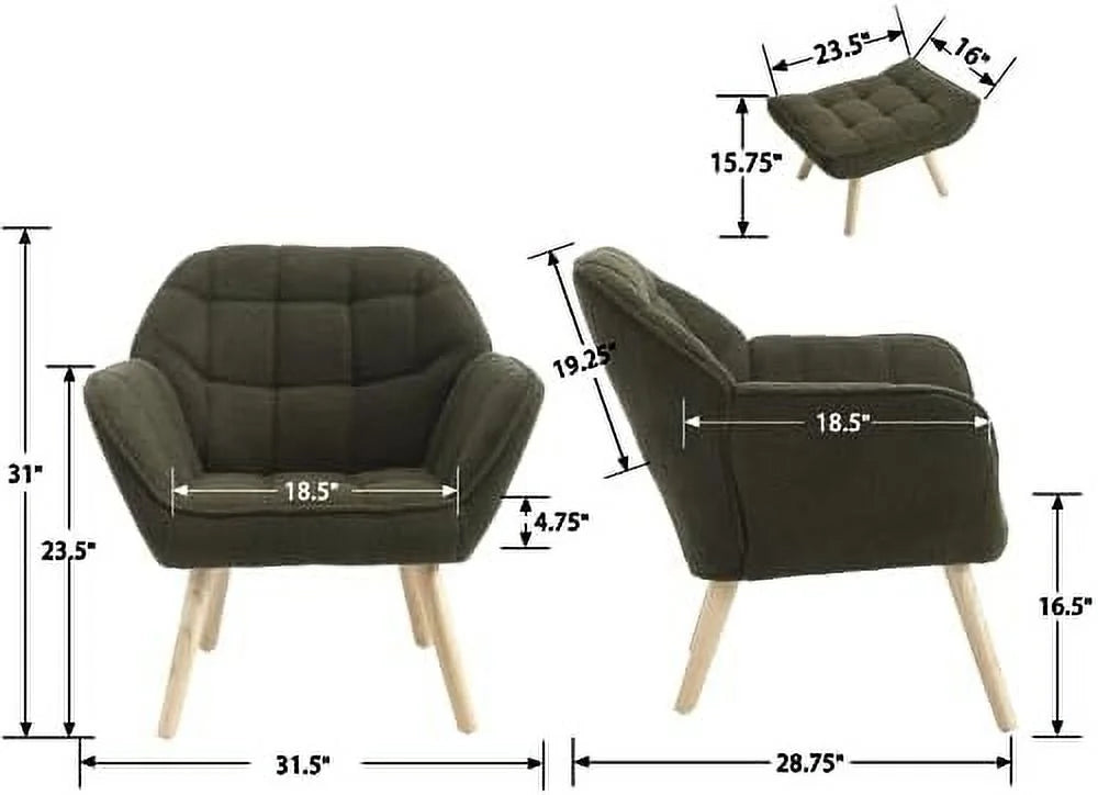 Green Sherpa 2-Seat Mini Sofa Couch with Wood Legs H644