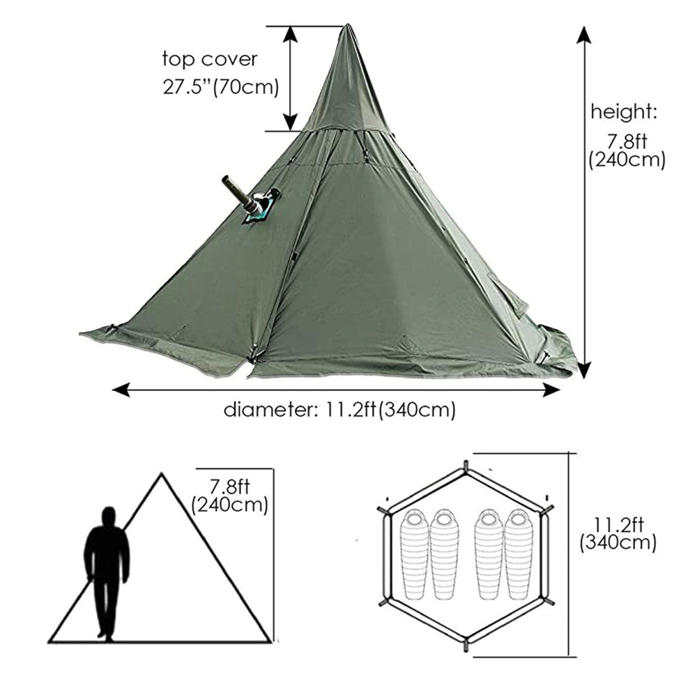 Green Pyramid Tent With Stove Jack Q3977