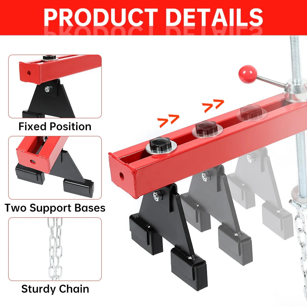 1100 Lbs Transverse Engine Support Bar with 2 Points Lift Holder and Dual Hooks N935334