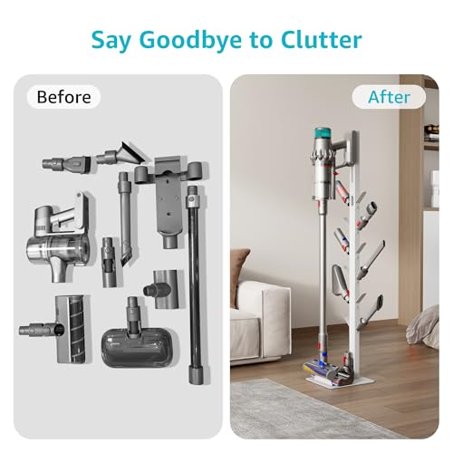 Black Metal Vacuum Cleaner Stand with 12 Storage Hooks B53744