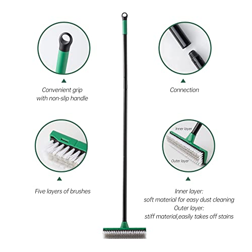 3-in-1 Tub & Tile Scrub Brush Combo with Long Handle R803