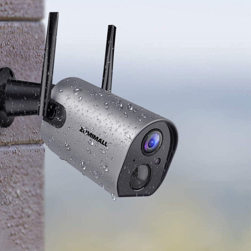 Wireless Outdoor WiFi Security Camera, Rechargeable Battery Powered, PIR Motion Detection, Two Way Audio, Night Vision, Waterproof, 2PCS E156315