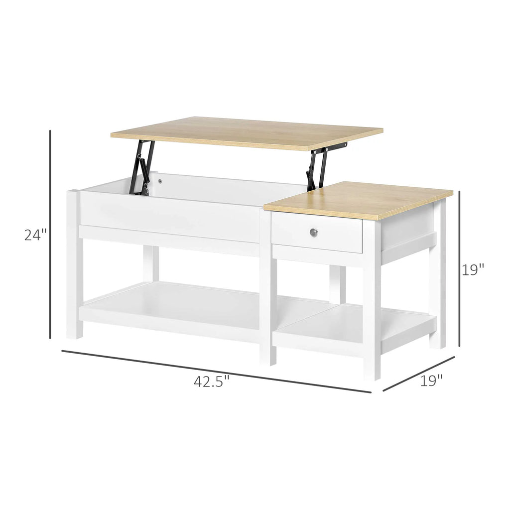 Oak Lift-up Coffee Table with Hidden Storage S7917