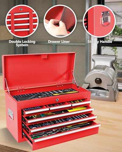 Heavy-Duty 7-Drawer Rolling Steel Tool Chest with Lock, Black W771430