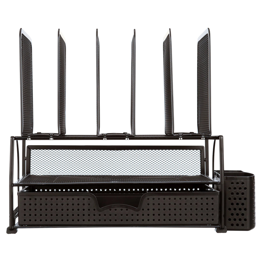 Black Mesh Desk Organizer with Sliding Drawer L192
