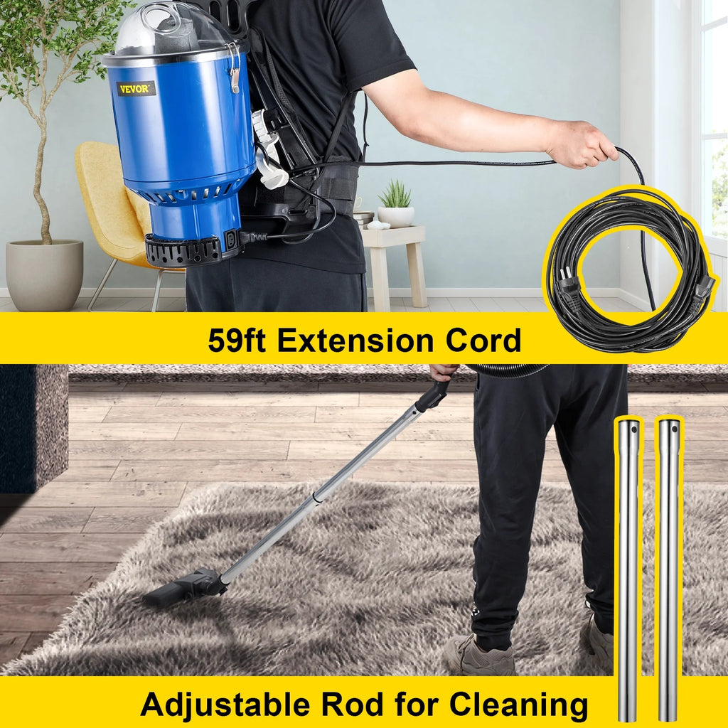 Commercial 5 in 1 HEPA Backpack Vacuum Cleaner with Telescoping Wand V2522