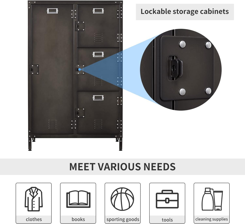 Metal Locker Storage Cabinet with Shelves and 6 Lockable Doors X20261