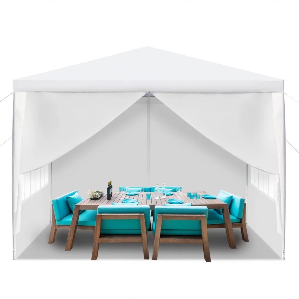 10' x 10' White Canopy Tent with 4 SideWalls M6880