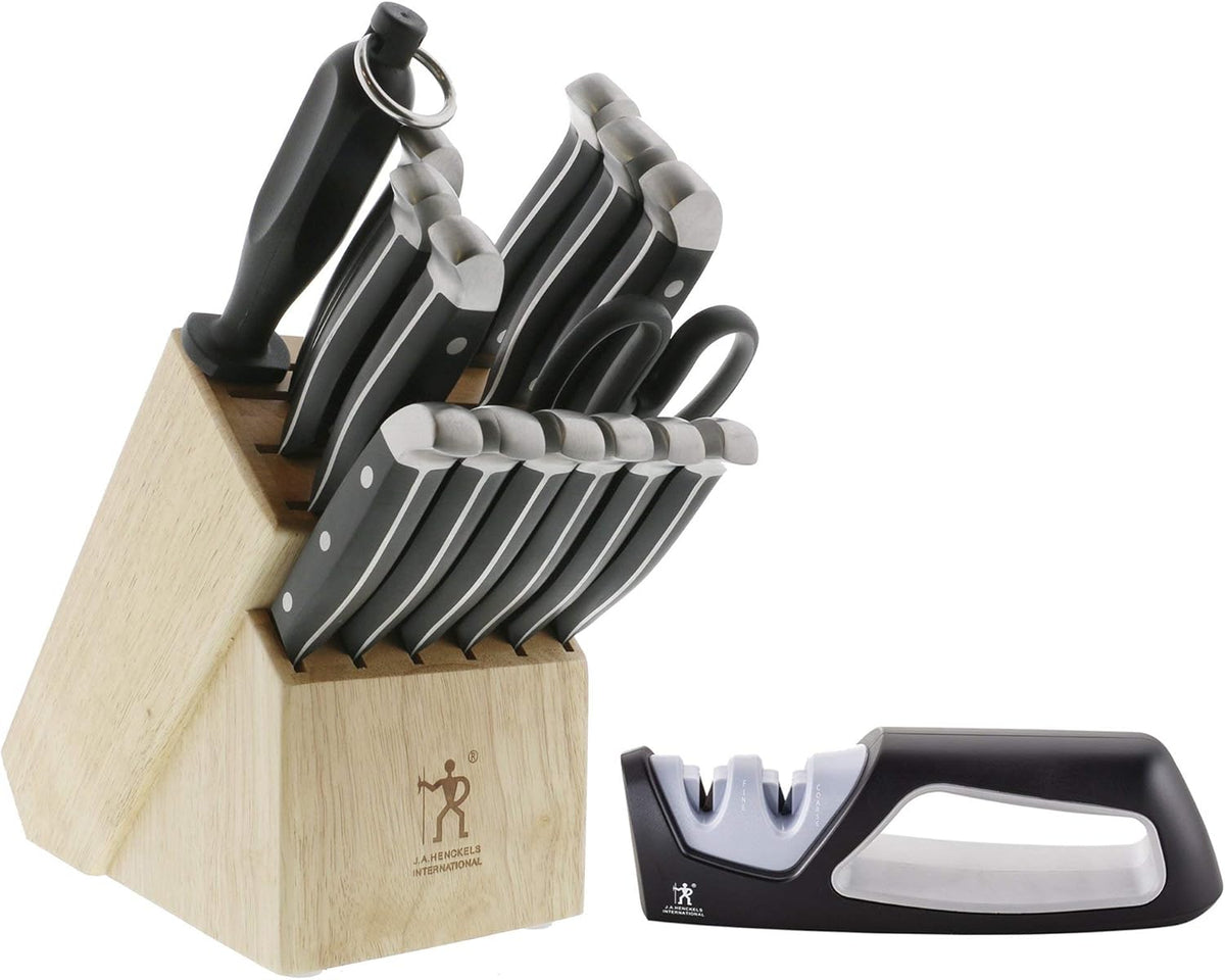 15-pc Knife Block Set with sharpener E686581