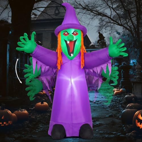 8 FT Halloween Inflatables Witch with Built-in LEDs P18080
