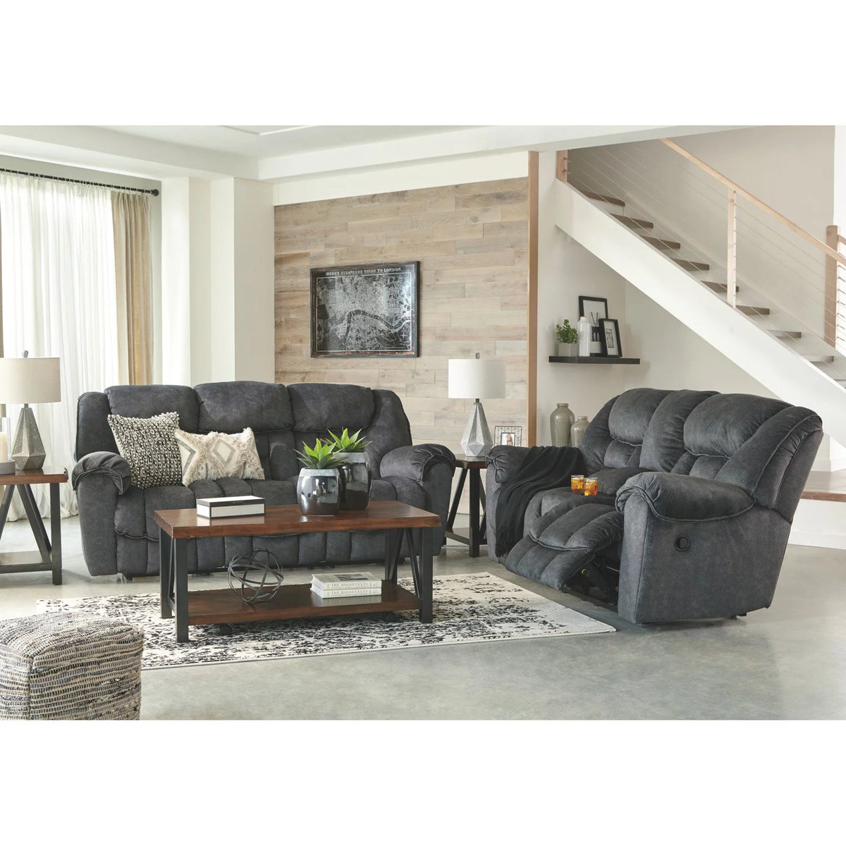 Granite Reclining Loveseat with Console W3974