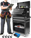 Heavy-Duty 7-Drawer Rolling Steel Tool Chest with Lock, Black W771430