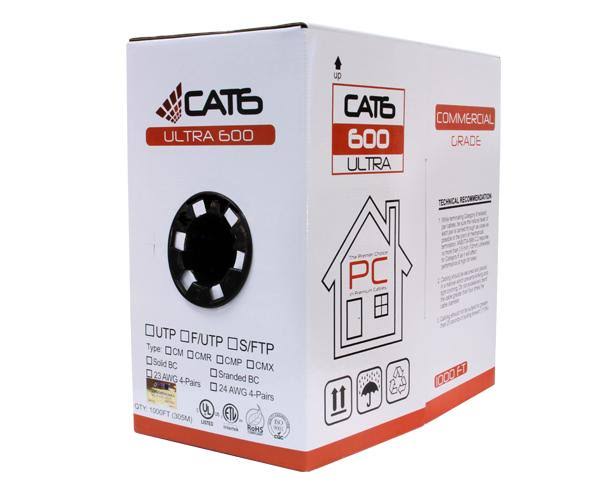 Cat6 Unshielded Riser CMR UTP Solid 24 AWG Gray Ethernet Cable W83643