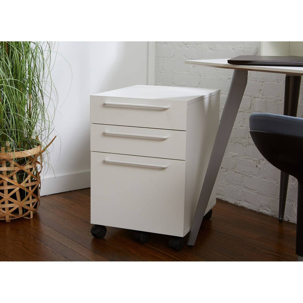 Black Engineered Wood Mobile Pedestal with Castors O2144