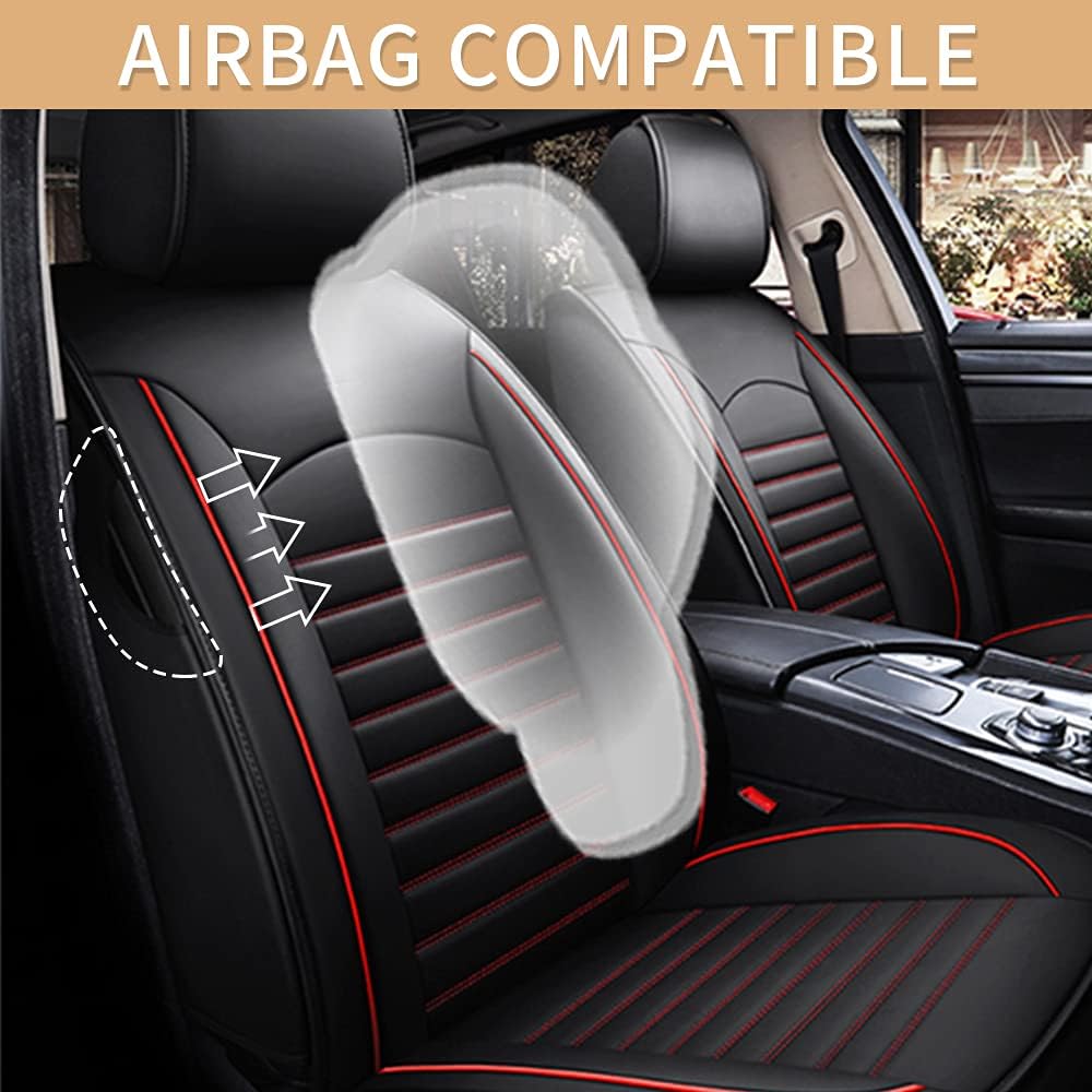 Custom Fit Car Seat Cover, Black Faux Full Set with Airbag Compatible D49743