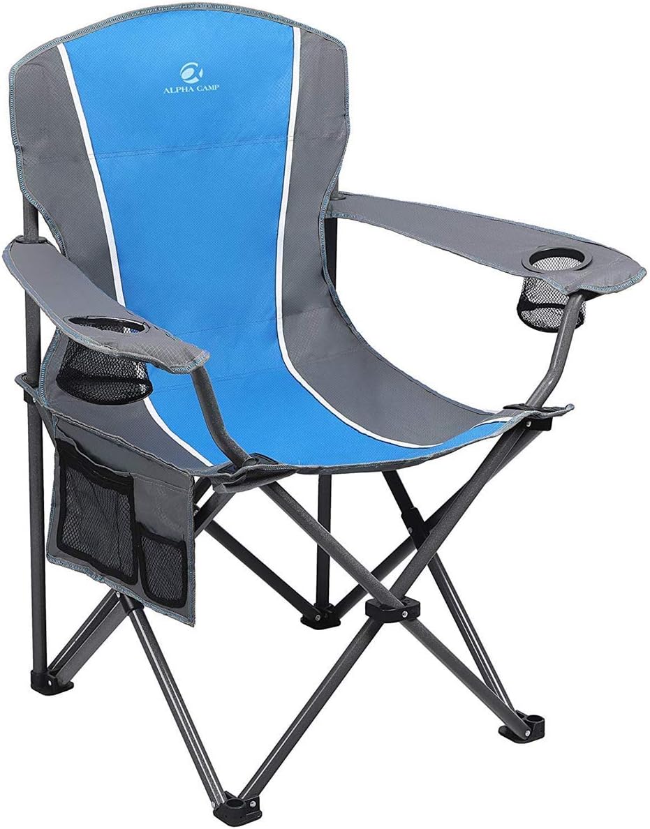 Oversized Folding Camping Chair with 2 Cup Holder - Black/Gray W2826