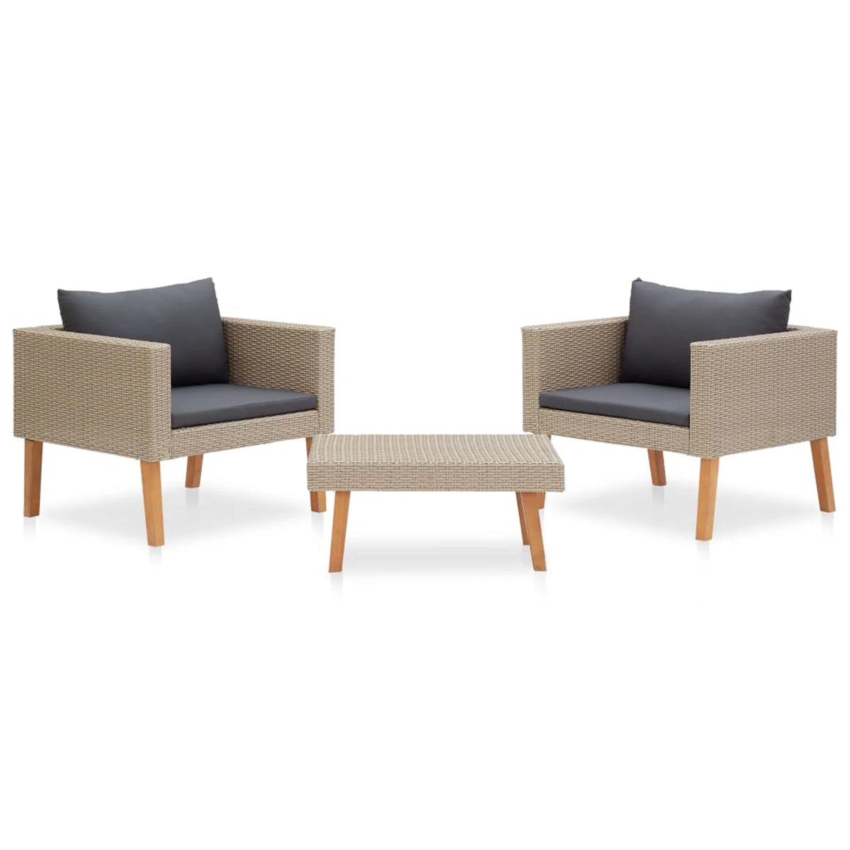3 Piece Poly Rattan Outdoor Sectional Sofa Set with Cushions O3354