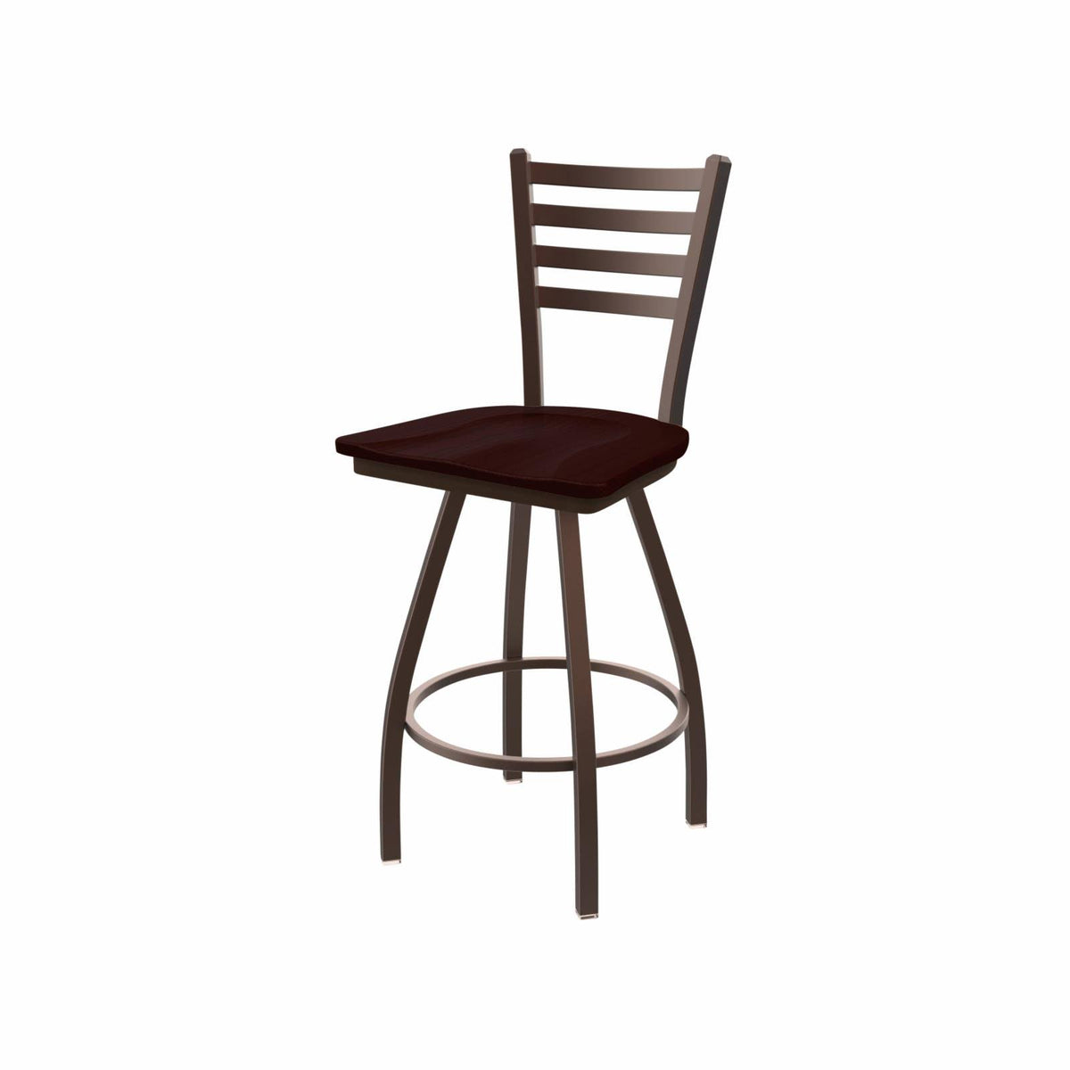 Swivel Bar Stool with Black Wrinkle Finish and Dark Cherry Oak Seat W1324