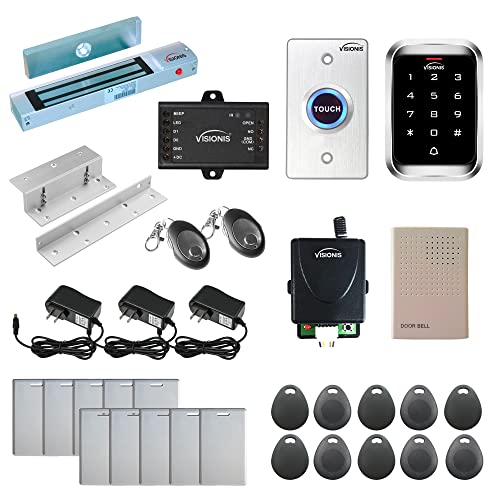 One Door Access Control Swinging Door 600lbs Maglock with Outdoor Keypad Reader Mini Controller EM Card Wireless Receiver PIR Kit V49006