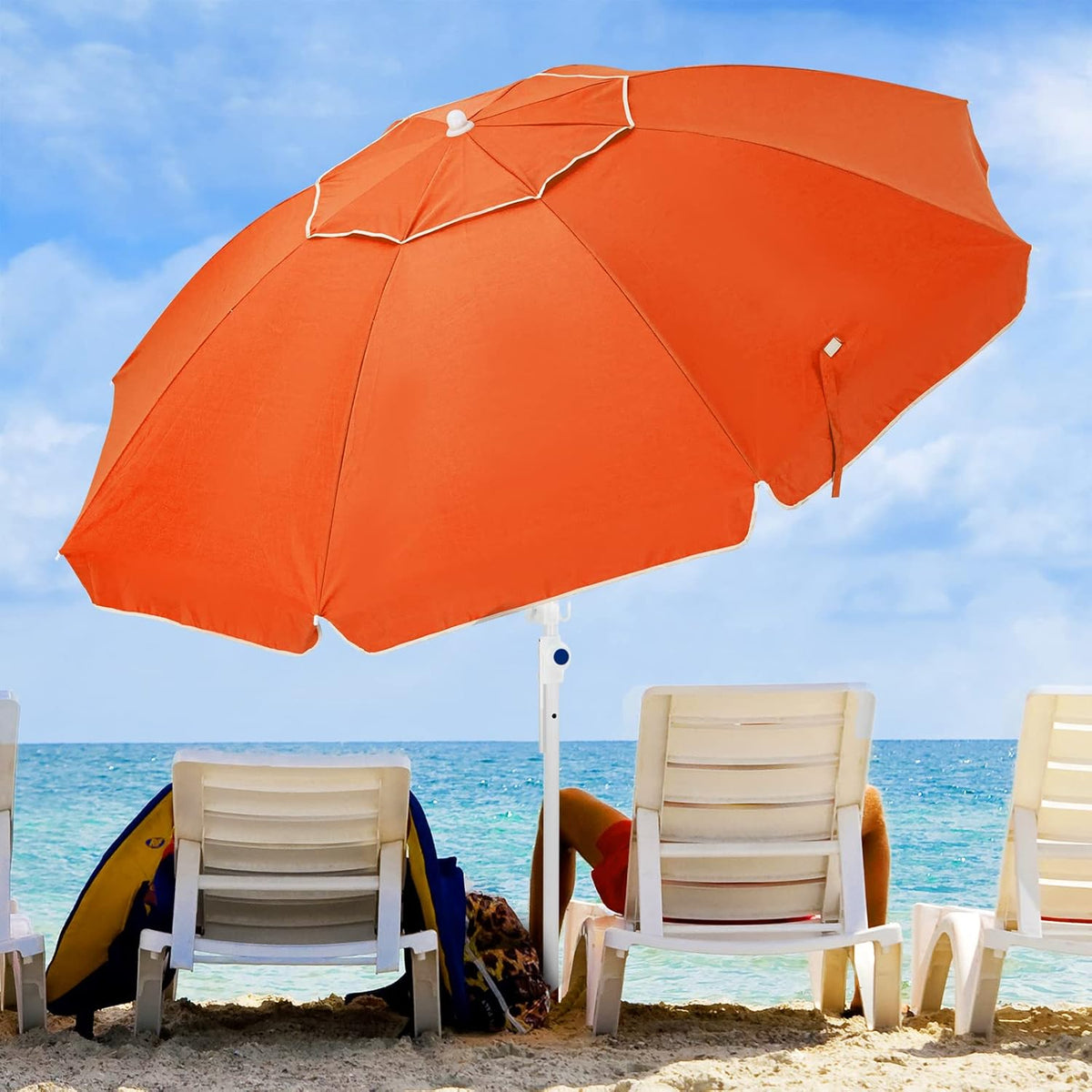8.5FT Portable Beach Umbrella with Sand Anchor and Carry Bag M834