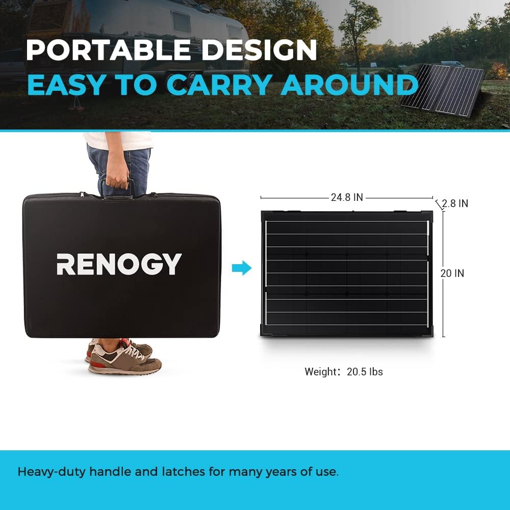 100 Watt 12 Volt Monocrystalline Foldable 2Pcs 50W Solar Panel Suitcase with Waterproof 20A Charger Controller K661570