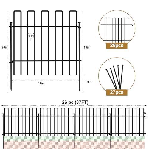 No Dig Animal Barrier Fence, 13in x 37ft Rustproof Metal Garden Edging I782