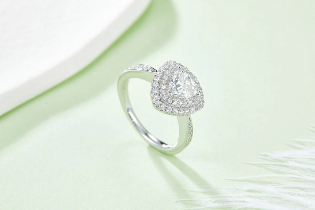 18k White Gold Over Silver Pear Cut Moissanite Double Halo Ring M854827