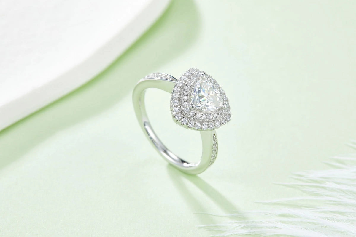 18k White Gold Over Silver Pear Cut Moissanite Double Halo Ring M854827