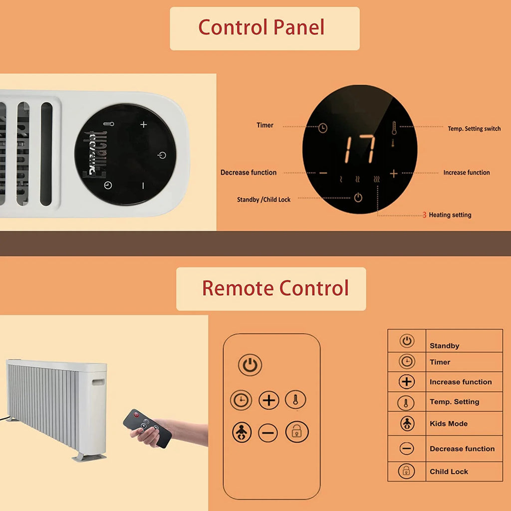 Electric Baseboard Heater with Thermostat and Remote Control M310