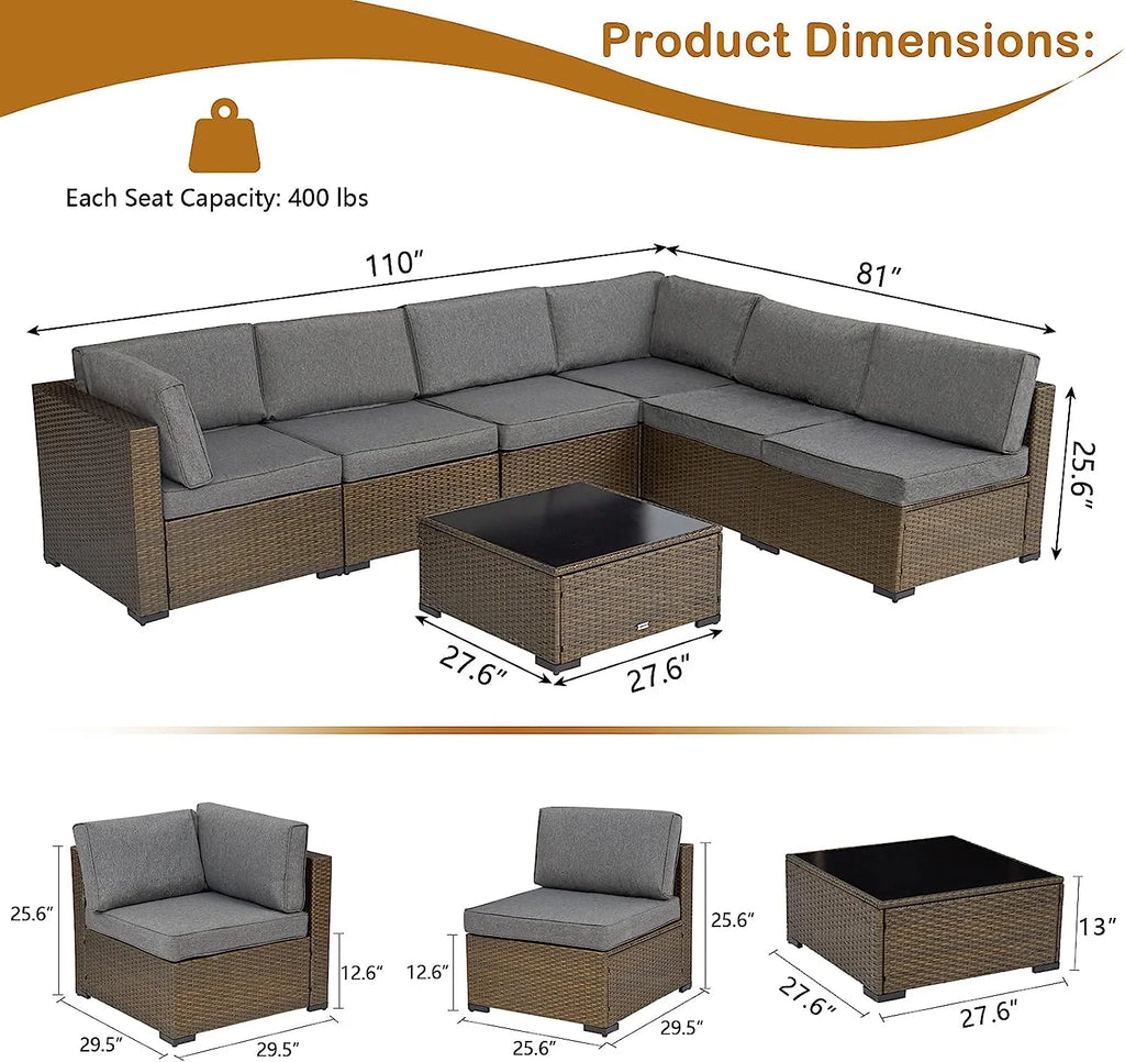 Gray Pe Wicker Rattan Patio Sofa Set E60777