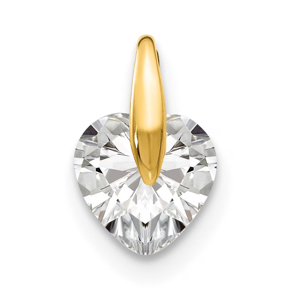 14K Yellow Gold CZ Small Heart Pendant Charm E226487