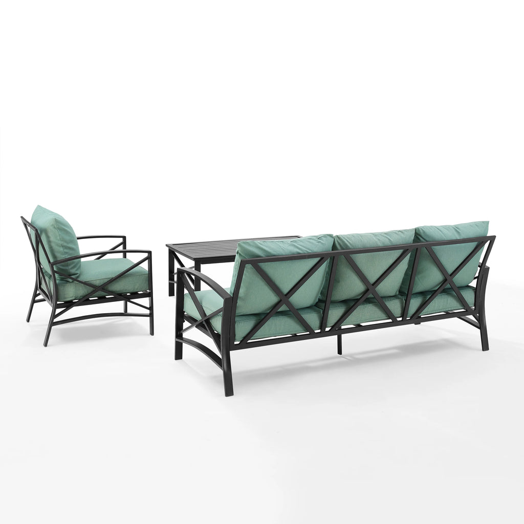 Mist Green 3 Piece Metal Outdoor Sofa Set X383471
