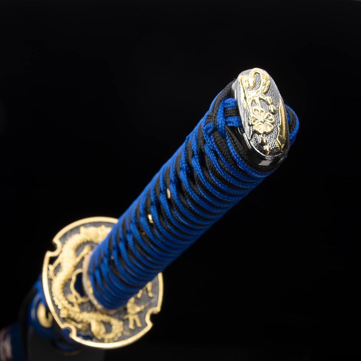 Blue Hand Forged Clay Tempered High Carbon Steel Katana B121488
