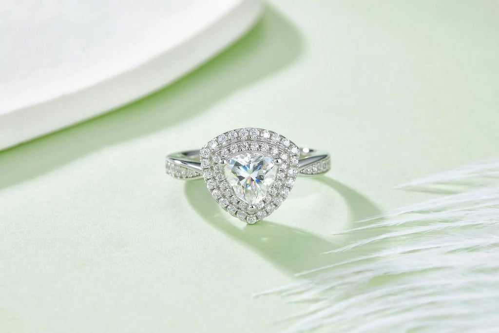 18k White Gold Over Silver Pear Cut Moissanite Double Halo Ring M854827
