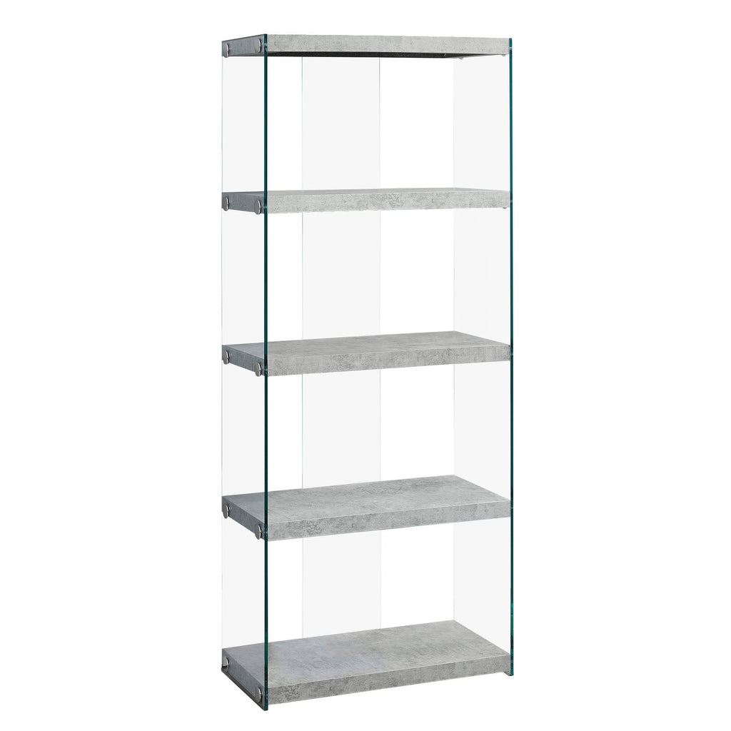 Grey Cement Tempered Glass Bookcase I782240