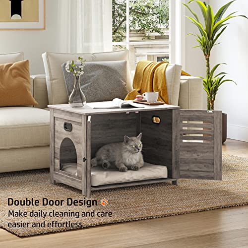 Espresso Wooden Litter Box Enclosure with Double Rooms, 47.2" S593