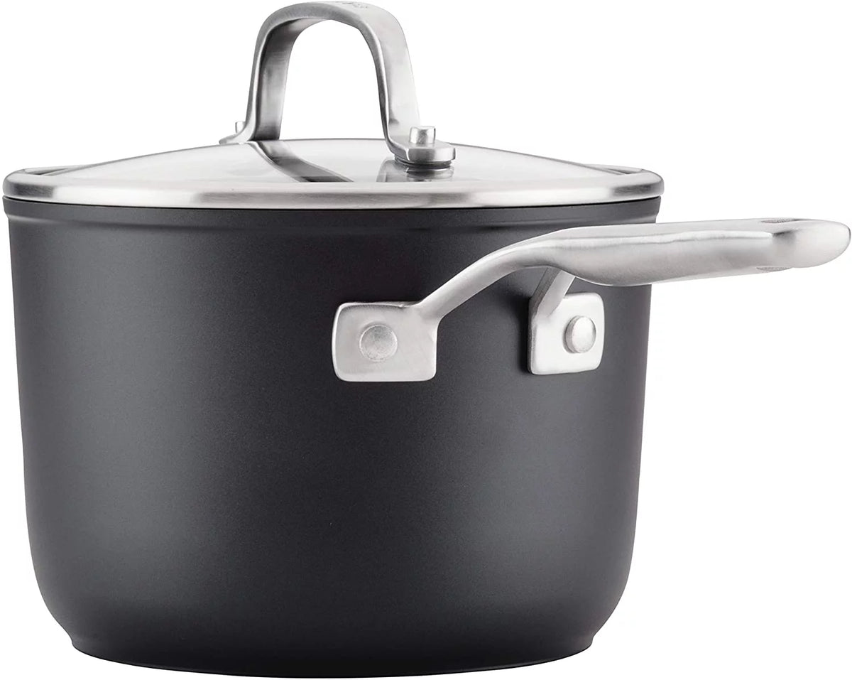 Hard Anodized Induction Nonstick Frying Pans Set 4 Piece Matte Black K677