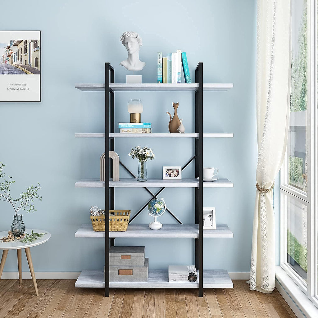 Silver Gray 5-Tier Bookcase Q5019