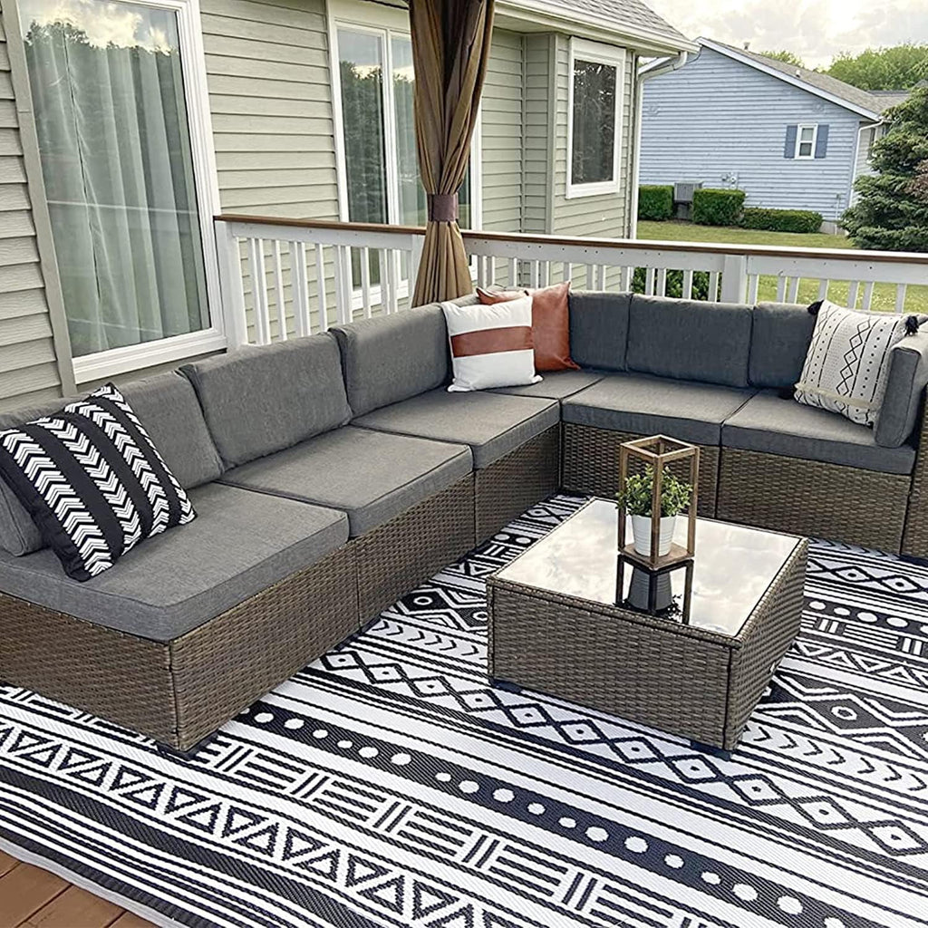 Gray Pe Wicker Rattan Patio Sofa Set E60777