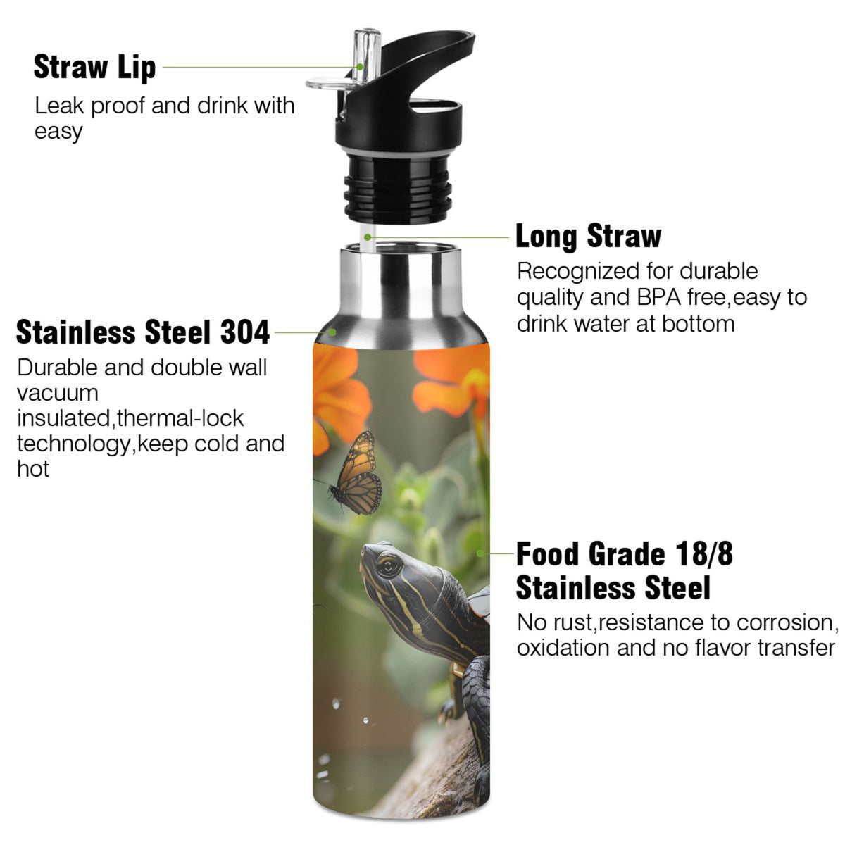 Insulated Stainless Steel Water Bottle with Straw Lid, 20 oz G9667