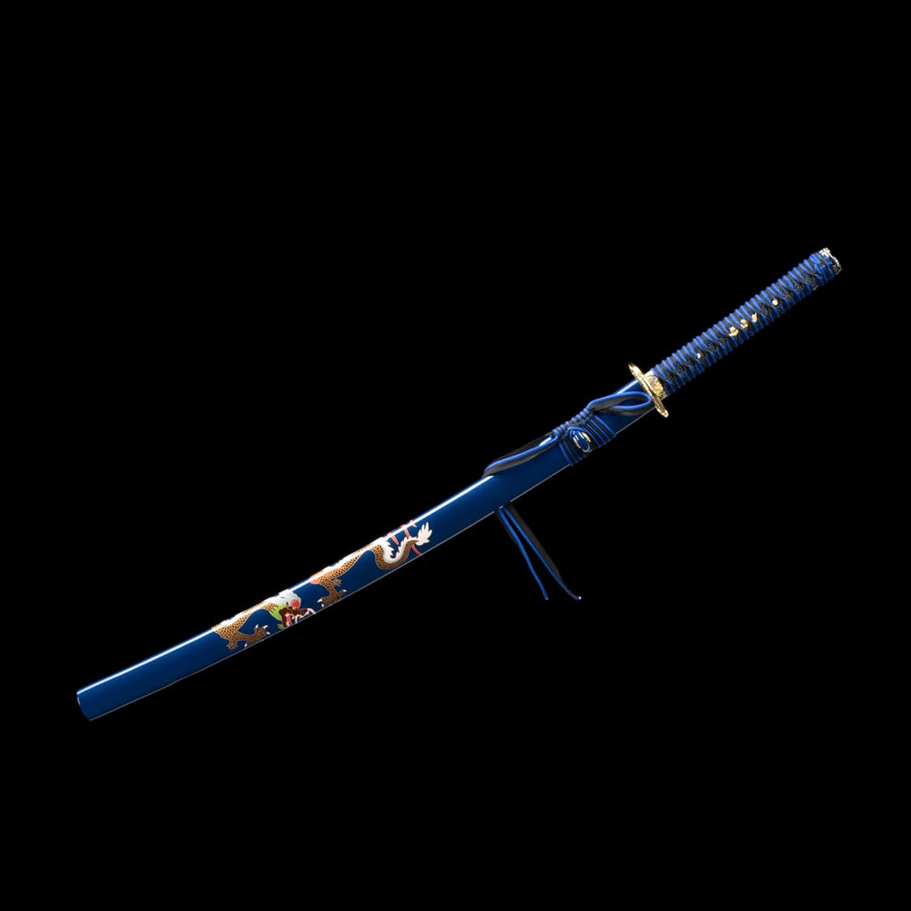 Blue Hand Forged Clay Tempered High Carbon Steel Katana B121488