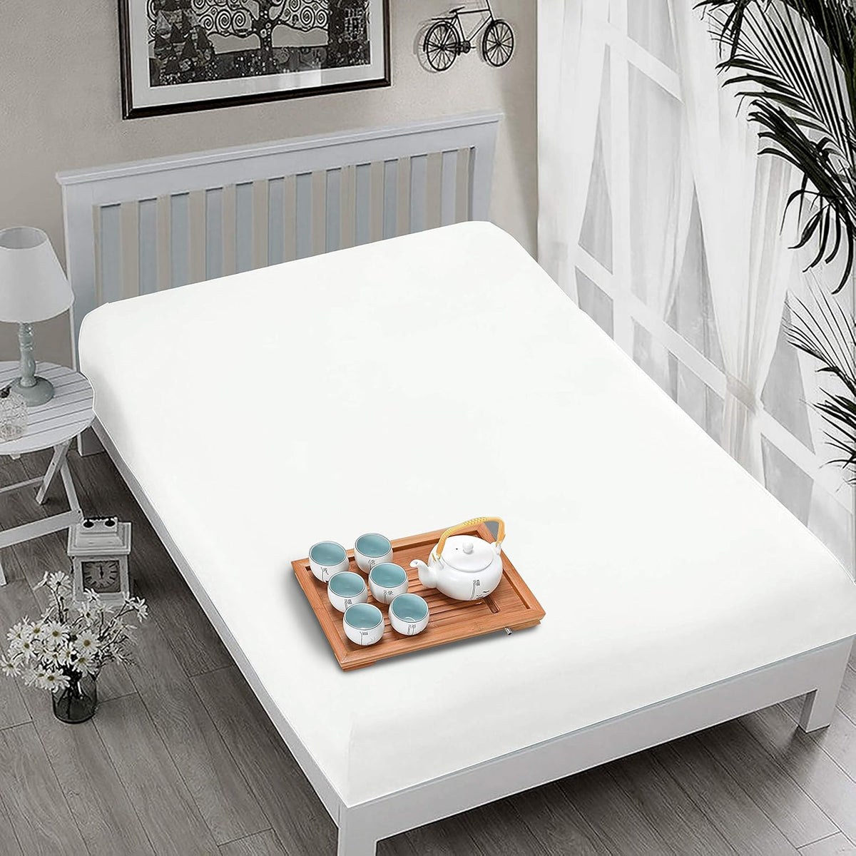 100% Cotton Full Percale Fitted Sheet Baby Blue 1 Piece Fits Upto 15 Deep Mattress Pockets J52960