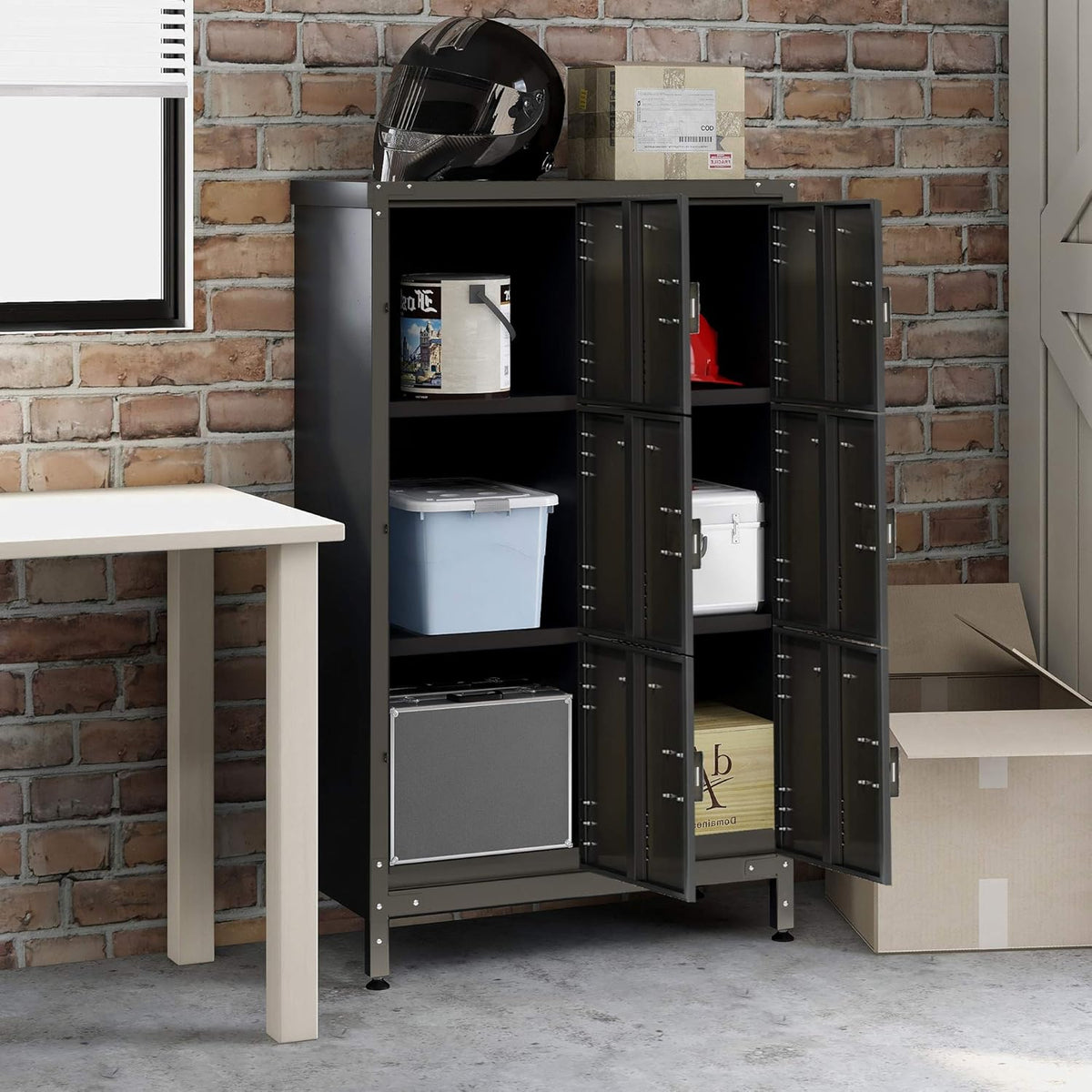 Metal Locker Storage Cabinet with Shelves and 6 Lockable Doors X20261