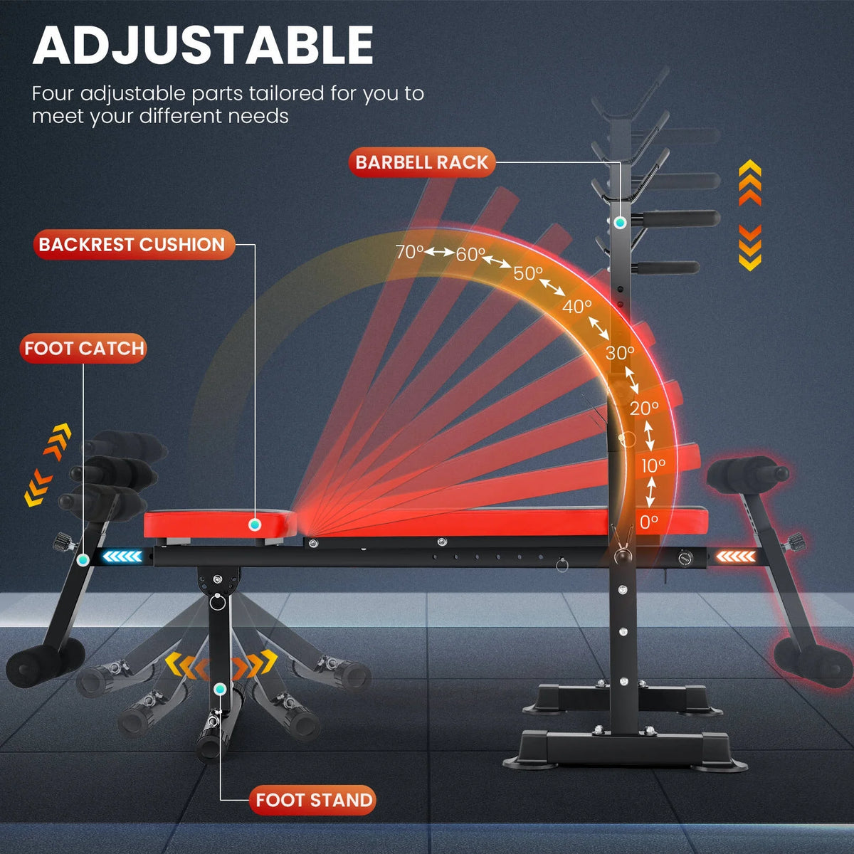 Adjustable Weight Bench Set with Barbell Rack L4785