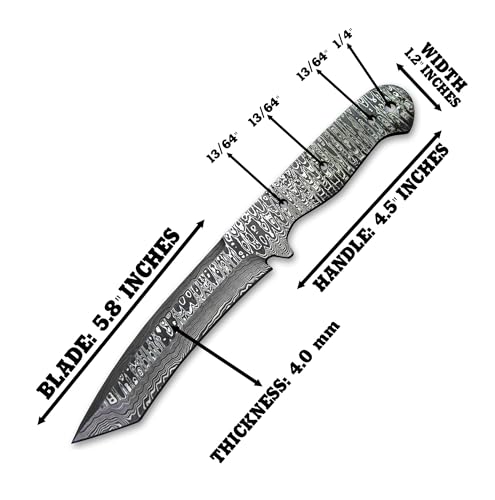 Damascus Steel Tanto Hunting Knife Blade Billet Q809313
