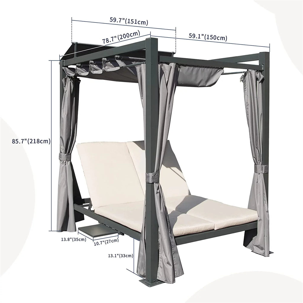Aluminum Outdoor Patio Daybed with Retractable Canopy W806