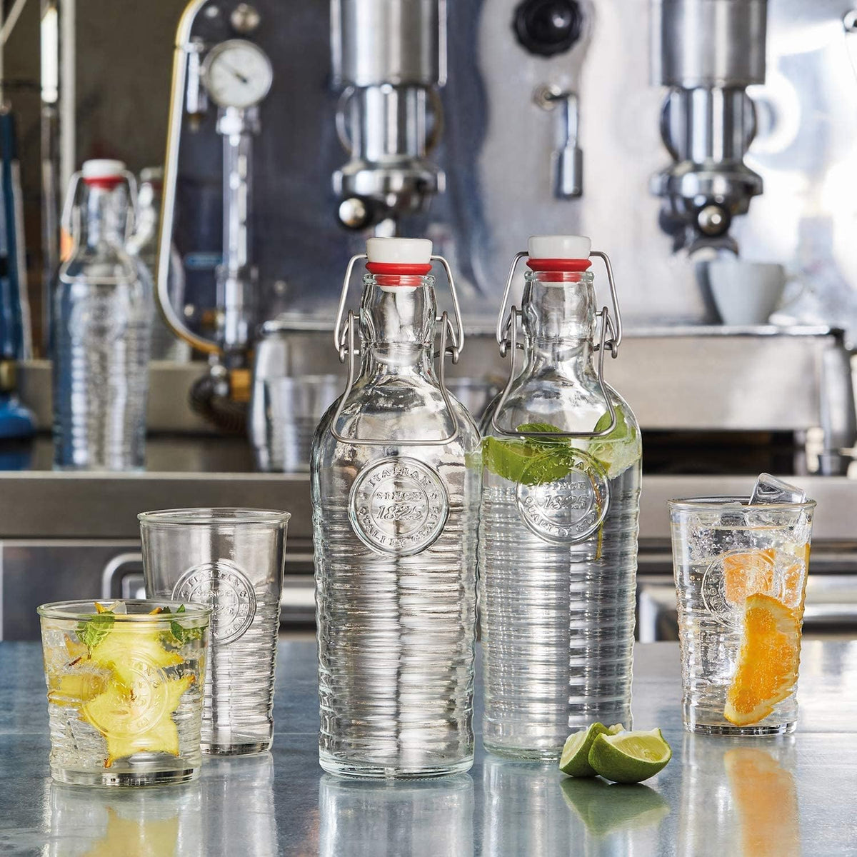 37.25oz Glass Water Bottle with Metal Clamp C4341