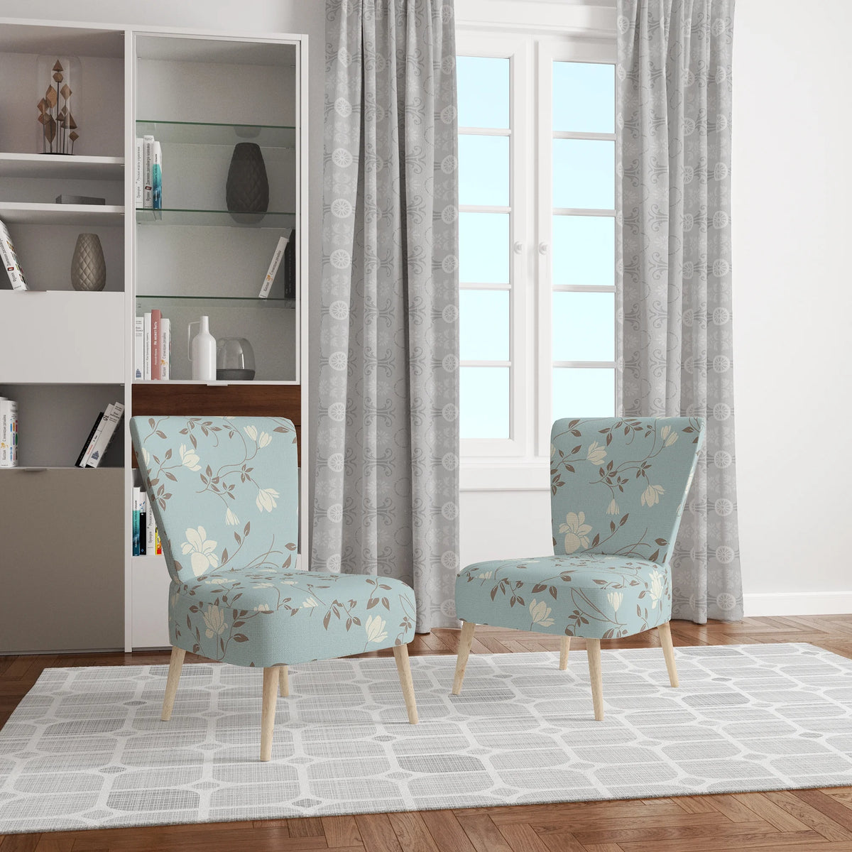 Upholstered Patterned Accent Chair and Arm Chair Y8595