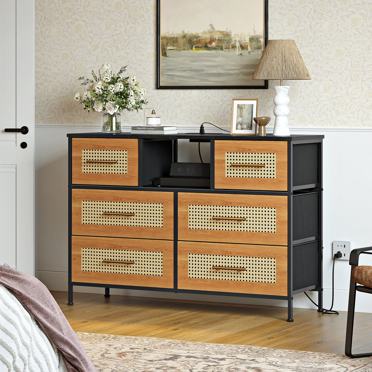 Rattan 6 Drawer Dresser O53853