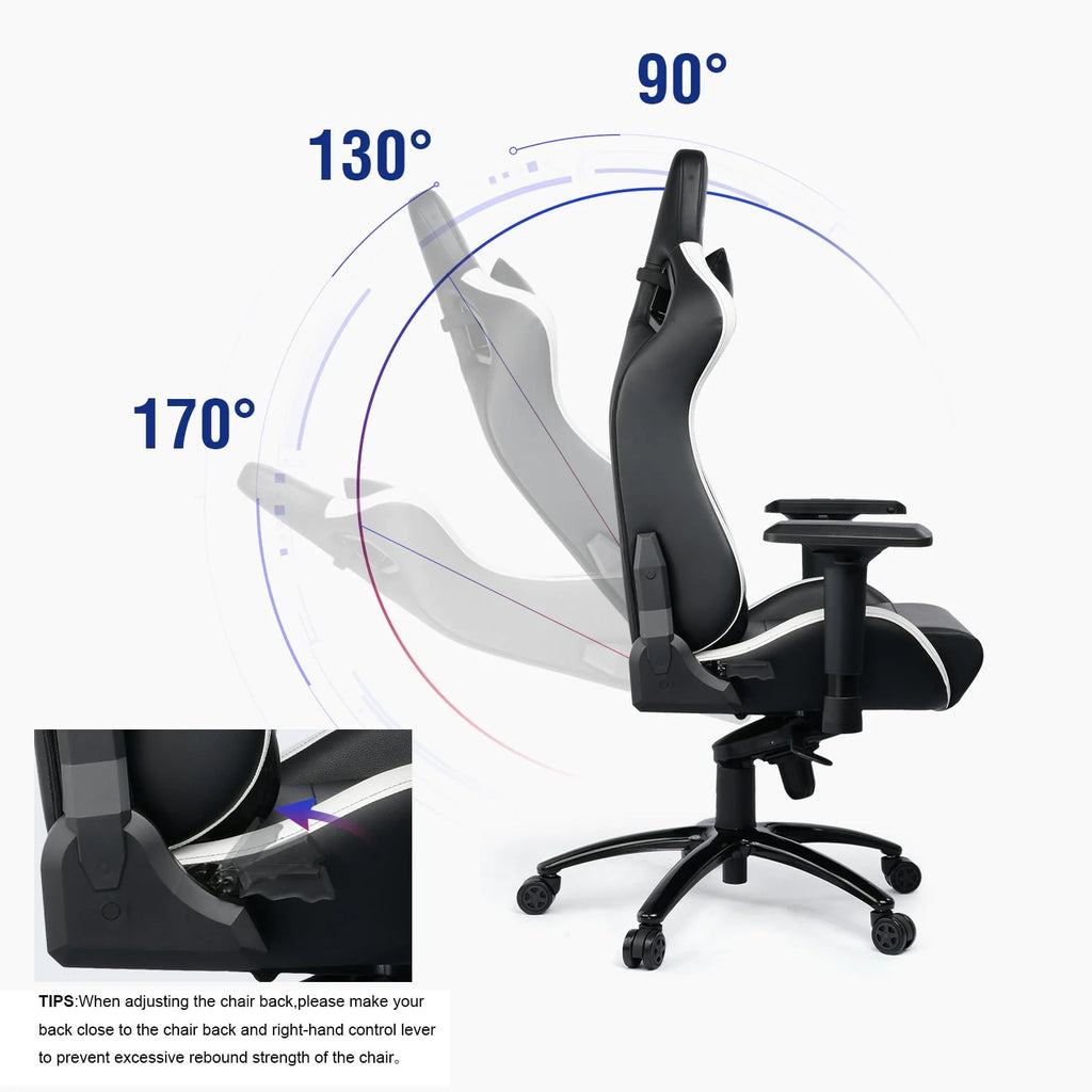 Gaming Chair Big and Tall High Back with 4D Armrests White M458